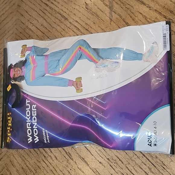 Spirit Vibrant 80s Workout Jumpsuit Size S NEW Condition - Picture 8 of 8